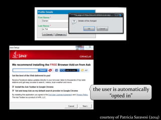 Master on Software Engineering :: Human-Computer Interaction
Dr. Sabin-Corneliu Buraga – www.purl.org/net/busaco
the user is automatically
“opted in”
courtesy of Patricia Saravesi (2014)
 