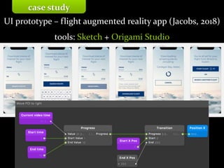 Master on Software Engineering :: Human-Computer Interaction
Dr. Sabin-Corneliu Buraga – profs.info.uaic.ro/~busaco/
UI prototype – flight augmented reality app (Jacobs, 2018)
tools: Sketch + Origami Studio
case study
 