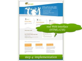 Master on Software Engineering :: Human-Computer Interaction
Dr. Sabin-Corneliu Buraga – profs.info.uaic.ro/~busaco/
step 4: implementation
real Web interface
(HTML+CSS)
 