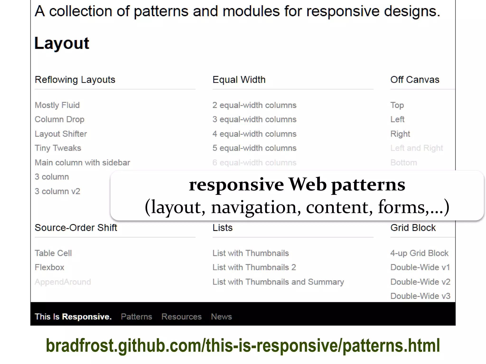 Master on Software Engineering :: Human-Computer Interaction
Dr. Sabin-Corneliu Buraga – profs.info.uaic.ro/~busaco/
bradfrost.github.com/this-is-responsive/patterns.html
responsive Web patterns
(layout, navigation, content, forms,…)
 