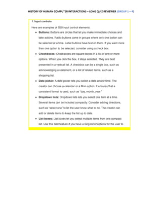 HISTORY OF HUMAN COMPUTER INTERACTIONS – LONG QUIZ REVIEWER (GROUP 1 – 4)
 