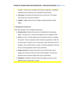 HISTORY OF HUMAN COMPUTER INTERACTIONS – LONG QUIZ REVIEWER (GROUP 1 – 4)
 