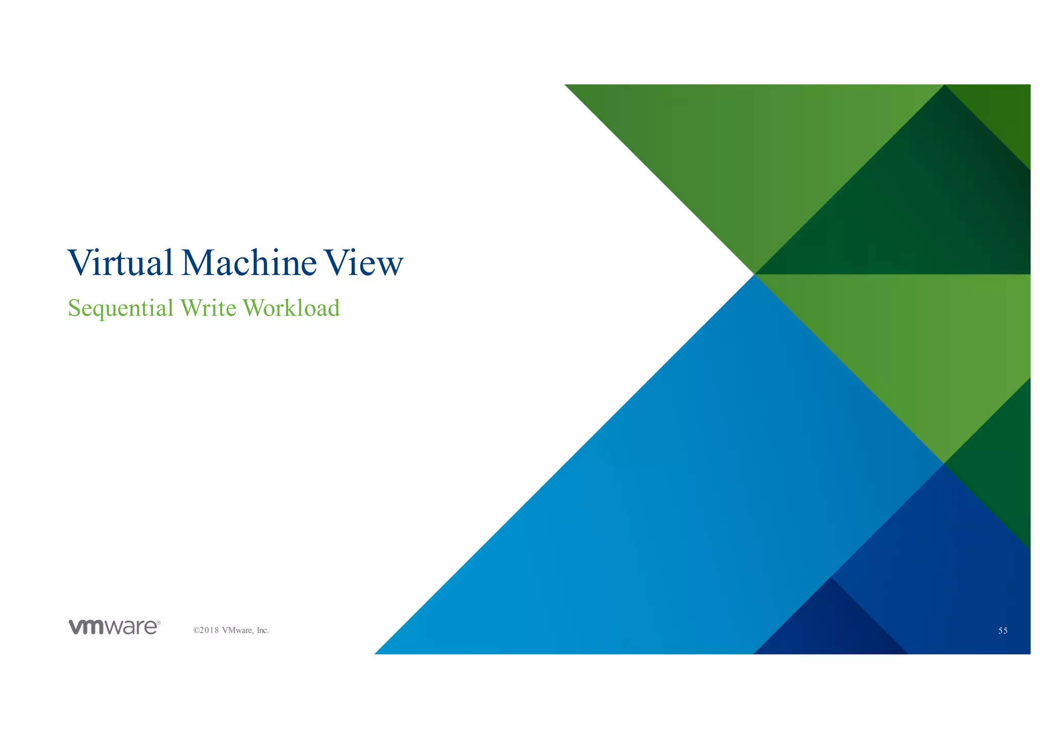 55©2018 VMware, Inc.
Virtual MachineView
Sequential Write Workload
 