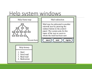 Help system windows
Mail redirection
Mail may be redirected to another
network user by pressing the
redirect button in the control
panel. The system asks for the
name of the user or users to
whom the mail has been sent
next topicsmore
Mail redirection
Mail may be redirected to another
network user by pressing the
redirect button in the control
panel. The system asks for the
name of the user or users to
whom the mail has been sent
Help frame map
You are here
Help history
1. Mail
2. Send mail
3. Read mail
4. Redirection
 