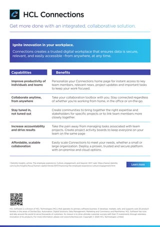 Get more done with an integrated, collaborative solution.
HCL Software is a division of HCL Technologies (HCL) that operat...