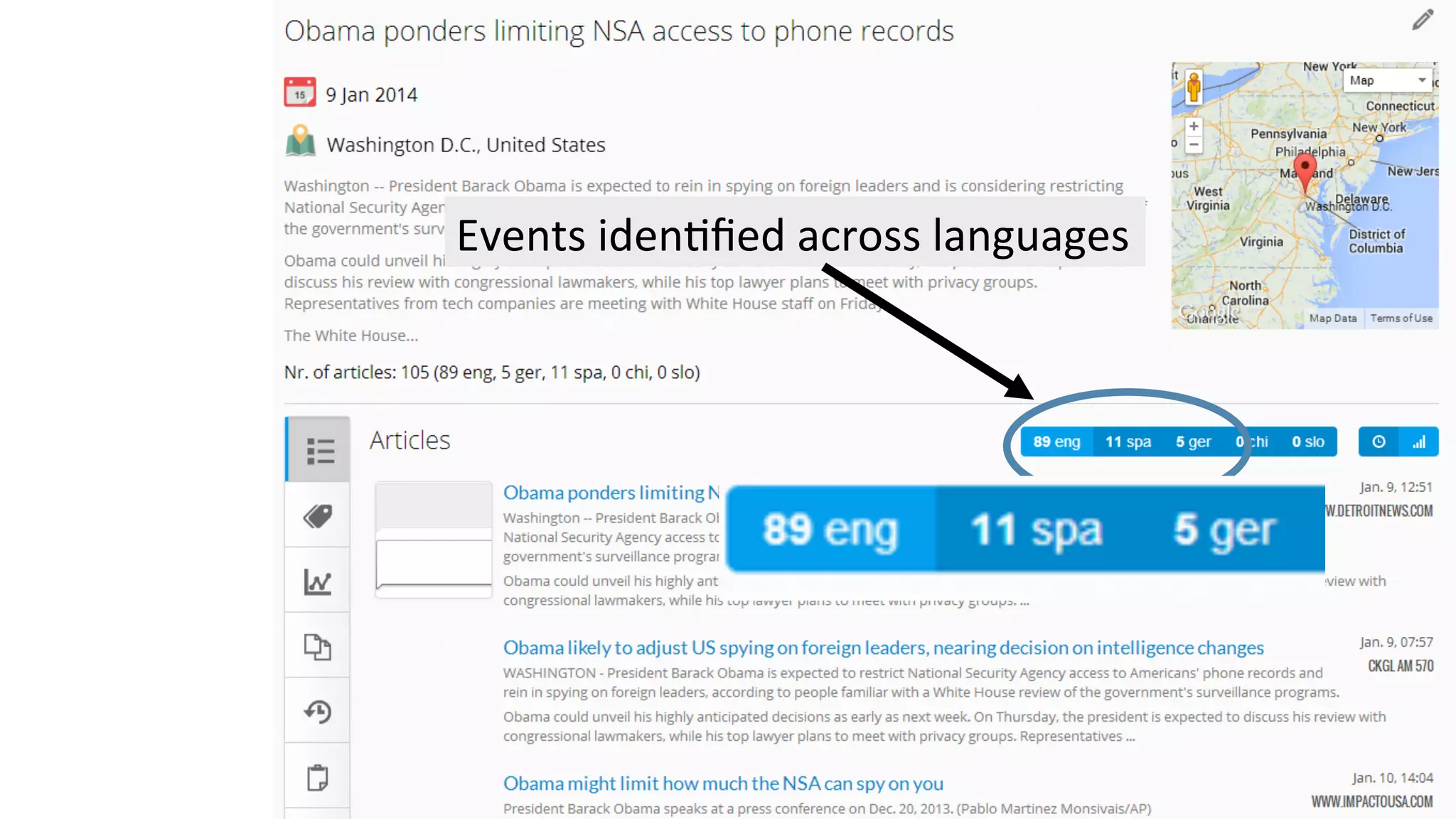 Events 
iden4fied 
across 
languages 
 