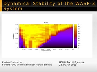 Dynamical Stability of the WASP-3 System Florian Freistetter Barbara Funk, Elke Pilat-Lohinger, Richard Schwarz HCM8, Bad Hofgastein 22. March 2011 