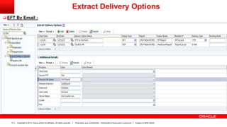 Copyright © 2013, Oracle and/or its affiliates. All rights reserved. Proprietary and Confidential – Distributed to Authorized Customers Subject to Safe Harbor19
 EFT By Email :
Extract Delivery Options
 