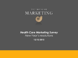Health Care Marketing Survey
New Year’s resolutions
12/12/2013

 