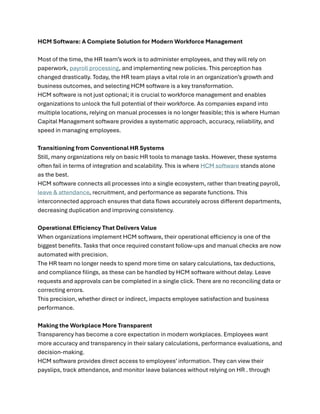 HCM Software: A Complete Solution for Modern Workforce Management | PDF