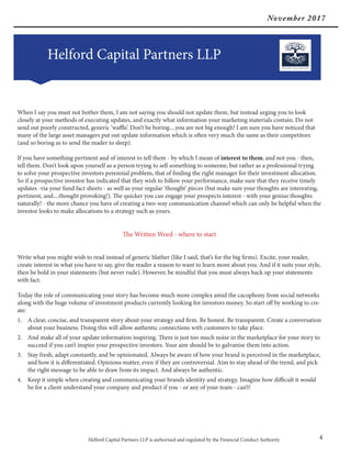 November 2017
Helford Capital Partners LLP
Helford Capital Partners LLP is authorised and regulated by the Financial Condu...