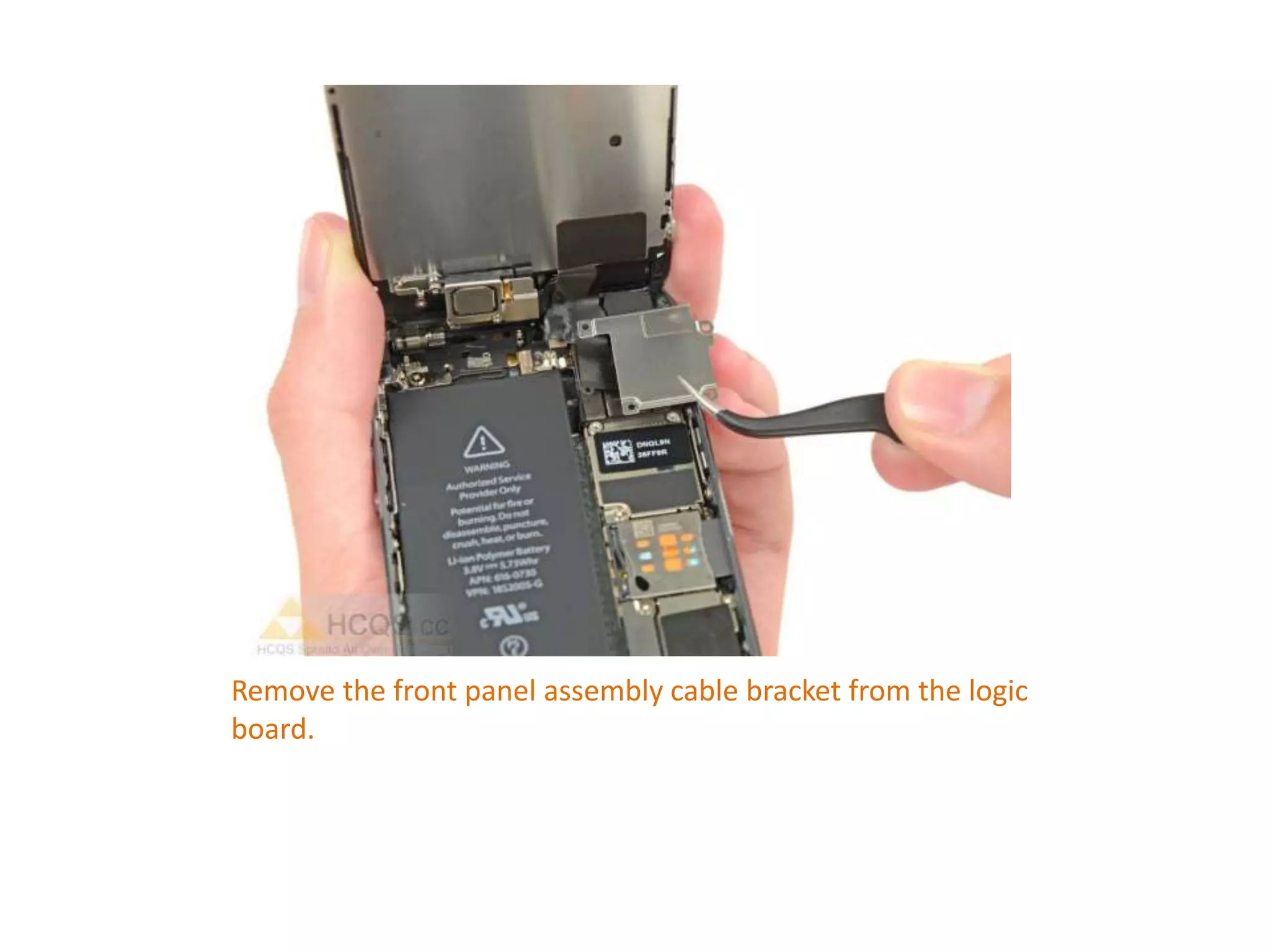 Remove the front panel assembly cable bracket from the logic
board.
 