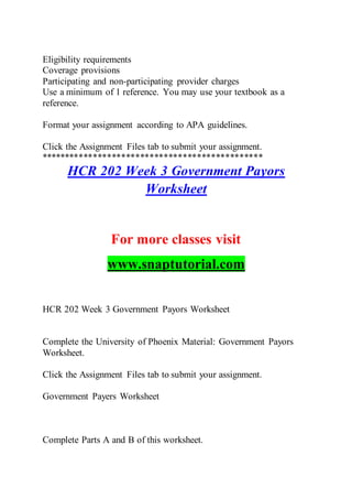 Hcr Calculation Worksheet Hcr 202 Education Organization / snaptutorial.com