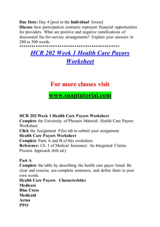 Hcr Calculation Worksheet Hcr 202 Education Organization / snaptutorial.com