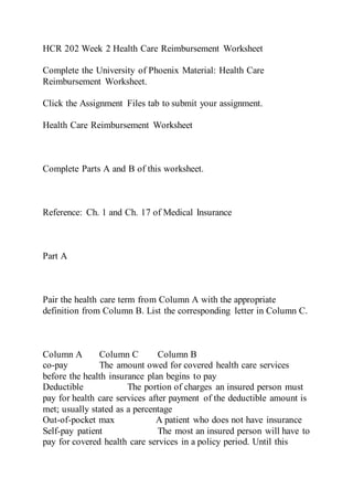 Hcr Calculation Worksheet Hcr 202 Education Organization / snaptutorial.com