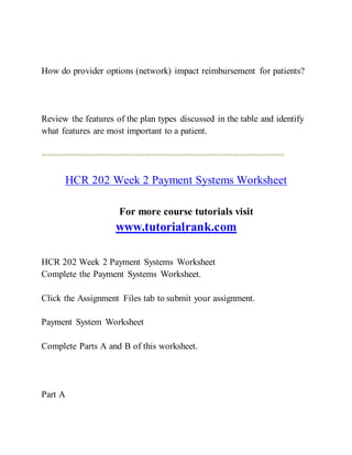 Hcr Calculation Worksheet HCR 202 Enhance teaching/tutorialrank.com