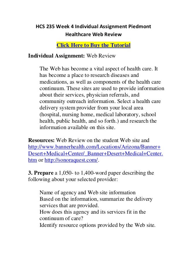 Hcs 235 Week 4 Individual Assignment Piedmont Healthcare Web