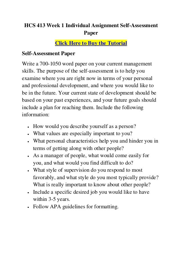Assignment Three Self Assessments
