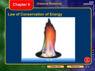 Law of Conservation of Energy Chemical Reactions Chapter 9 