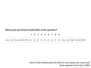 Rest of slide Intentionally left blank to not impose too much load.
Scale originates from Paas (1992)
 