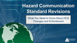 Hazard Communication
Standard Revisions
What You Need to Know About HCS
Changes and Enforcement
 
