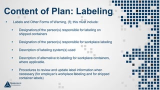 Workplace labels must be put in place