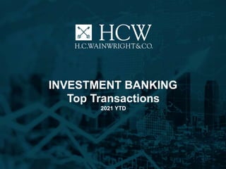 Top Transactions
2021 YTD
INVESTMENT BANKING
 