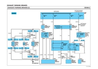EXHAUST PARKING BRAKES
D4DD
G03 PHOTO 48
SD596-2EXHAUST PARKING BRAKES (2)
FUSE
BOX
FUSE 4
10A
HOT IN ON
HOT WITH ENGINE
ECM RELAY ON
0.5L
0.5L
0.5O
0.5W/B 1.25Y
1.25Y
0.85Y
0.85Y
0.85L/O
0.85Y
0.85W/B
0.85L/B
514 M78
616
7
JOINT
CONNECTOR
10 M99-2 M99-3
M78
45 A01
FUSE 32
5A
0.85L/O
FUSE 12
10A
0.85O
FUSE 9
10A
ABS
CONTROL
MODULE
5 MA01
INSTRU-
MENT
CLUSTER
3 M36-1
2 M36-3
PHOTO 26
15 M99-2
MAIN
ECM
PHOTO 4
PHOTO 1
2 M99-2
MAIN
ECM
PHOTO 4
PHOTO 21
PHOTO 19
M78
JOINT
CONNECTOR
M78
PHOTO 19
PHOTO
10
PHOTO
20
PHOTO
18
1 C25
INTAKE
SHUTTER
VALVE
0.85L/B
0.85L/B 0.85L/B 0.85L/B
0.85L/B
DIODE
Z03
W/O
Double Cab
With
Double Cab
0.85B
0.85L/B
0.85L/B
0.85L/B
0.85B
0.85B
0.85B0.85B0.85B
1 C26
EXHAUST
MAGNETIC
VALVE
1 CC06
2 CC06
W/O
Double Cab
With
Double Cab
W/O
Double Cab
With
Double Cab
0.85B
W/O
Double Cab
With
Double Cab
0.85B
1.25B
2 C25 2 C26
W/O
Double Cab
With
Double Cab
W/O
Double Cab
With
Double Cab
See Ground
Distribution
(SD130-5)
See Passenger
Compartment
Fuse Details
(SD120-7)See Passenger
Compartment
Fuse Details
(SD120-1)
EXHAUST
BRAKE
SWITCH
MULTIFUN-
CTION
SWITCH
3 M43-1
2 M43-1
EXHAUST
BRAKE
0.5L/O
0.85Y
0.5R
0.5L
4
RELAY
BOX
43 M15
5 M151
ABS
RELAY
1.25Y
1
W/O ABSWith ABS
0.5L/B
0.5L
19
6
23 M93
5 M931
EXHAUST
BRAKE
RELAY
0.85L/B
0.85L/B
8 MC05
PHOTO 65
PHOTO 65
PHOTO
54
PHOTO
55
PHOTO
54
EVTSD7596BL
 