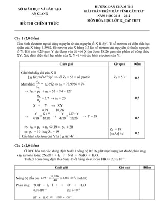 Hdc de thi hsgmtct hoa 2011(phu) | PDF