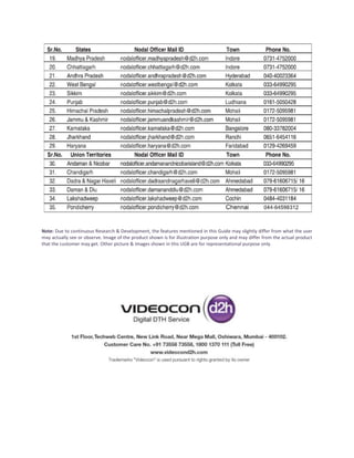 Note: Due to continuous Research & Development, the features mentioned in this Guide may slightly differ from what the user
may actually see or observe. Image of the product shown is for illustration purpose only and may differ from the actual product
that the customer may get. Other picture & images shown in this UGB are for representational purpose only.

 