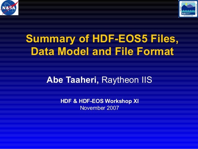 summary of hdf eos5 files data model and file format hdf file format