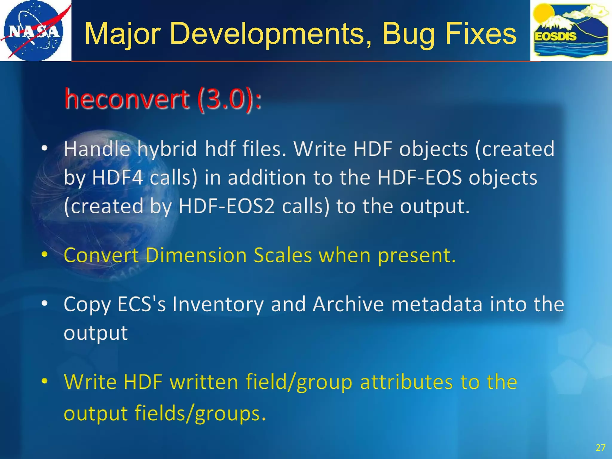 Major Developments, Bug Fixes
27