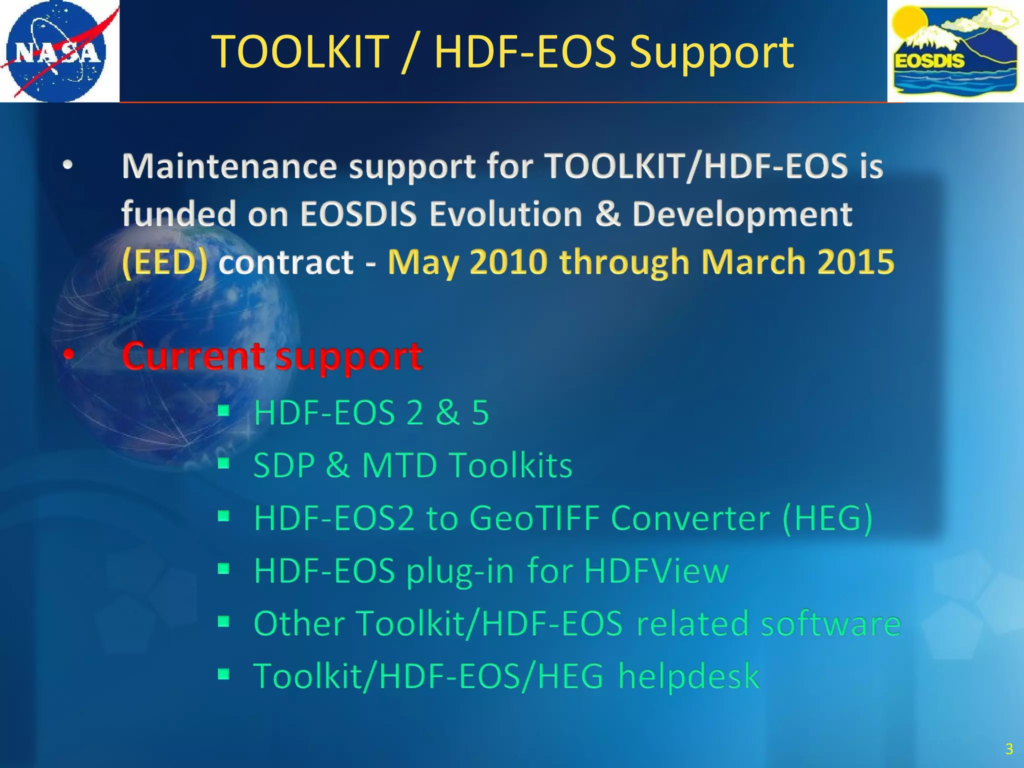 TOOLKIT / HDF-EOS Support
3