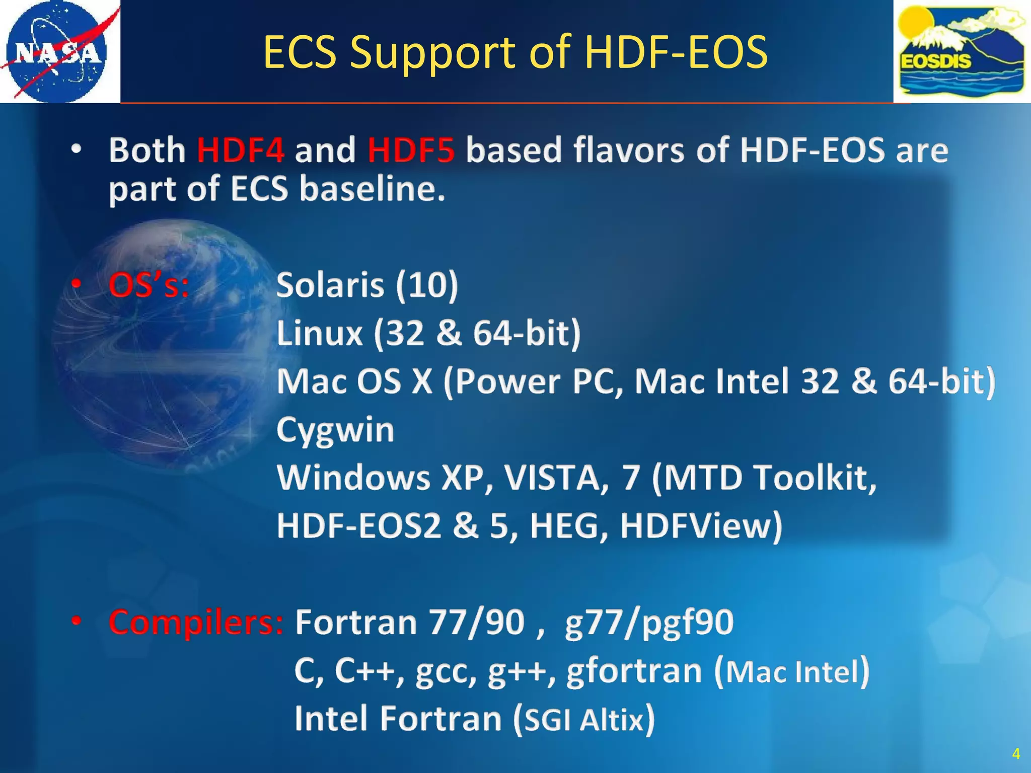 ECS Support of HDF-EOS
4