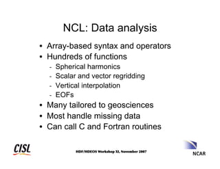 Syntax Operators Research Data Analysis Geoscience Data Analysis and Visualization Tools from NCAR | PDF