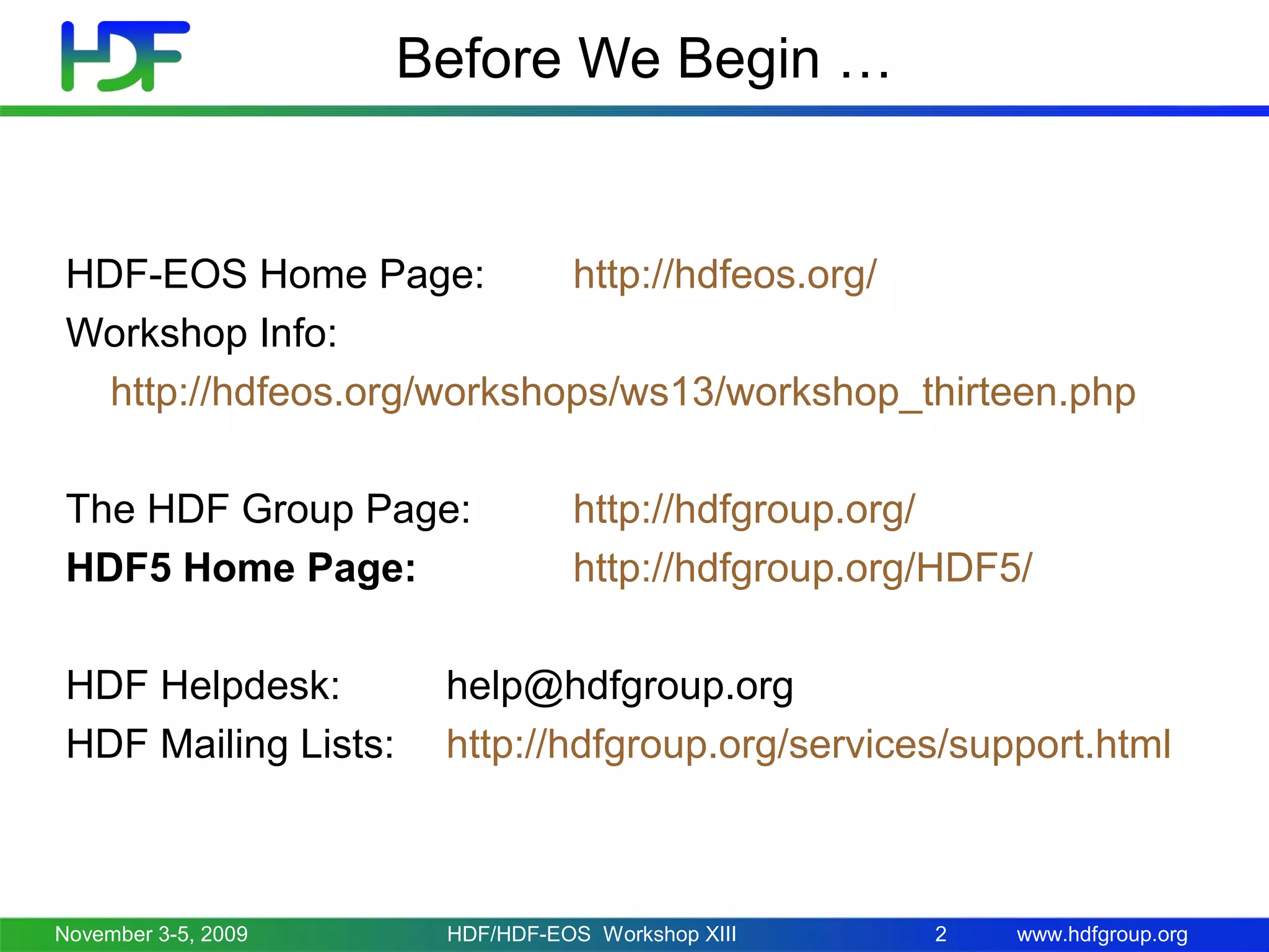 Introduction to HDF5 | PPT