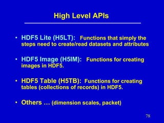 Introduction to HDF5 Data Model, Programming Model and Library APIs | PDF