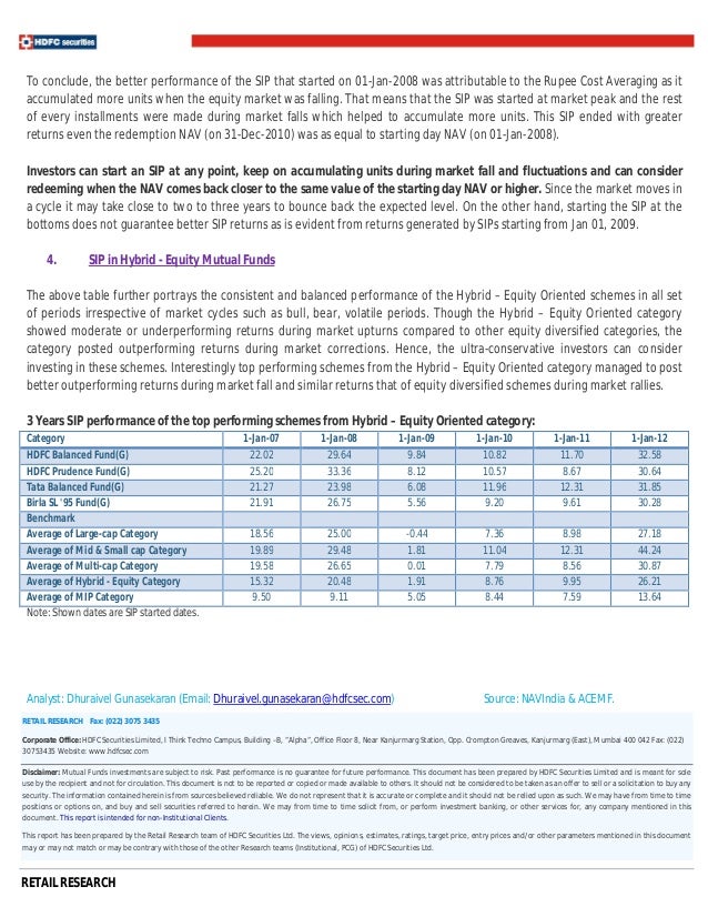 HDFC sec note - SIP Special
