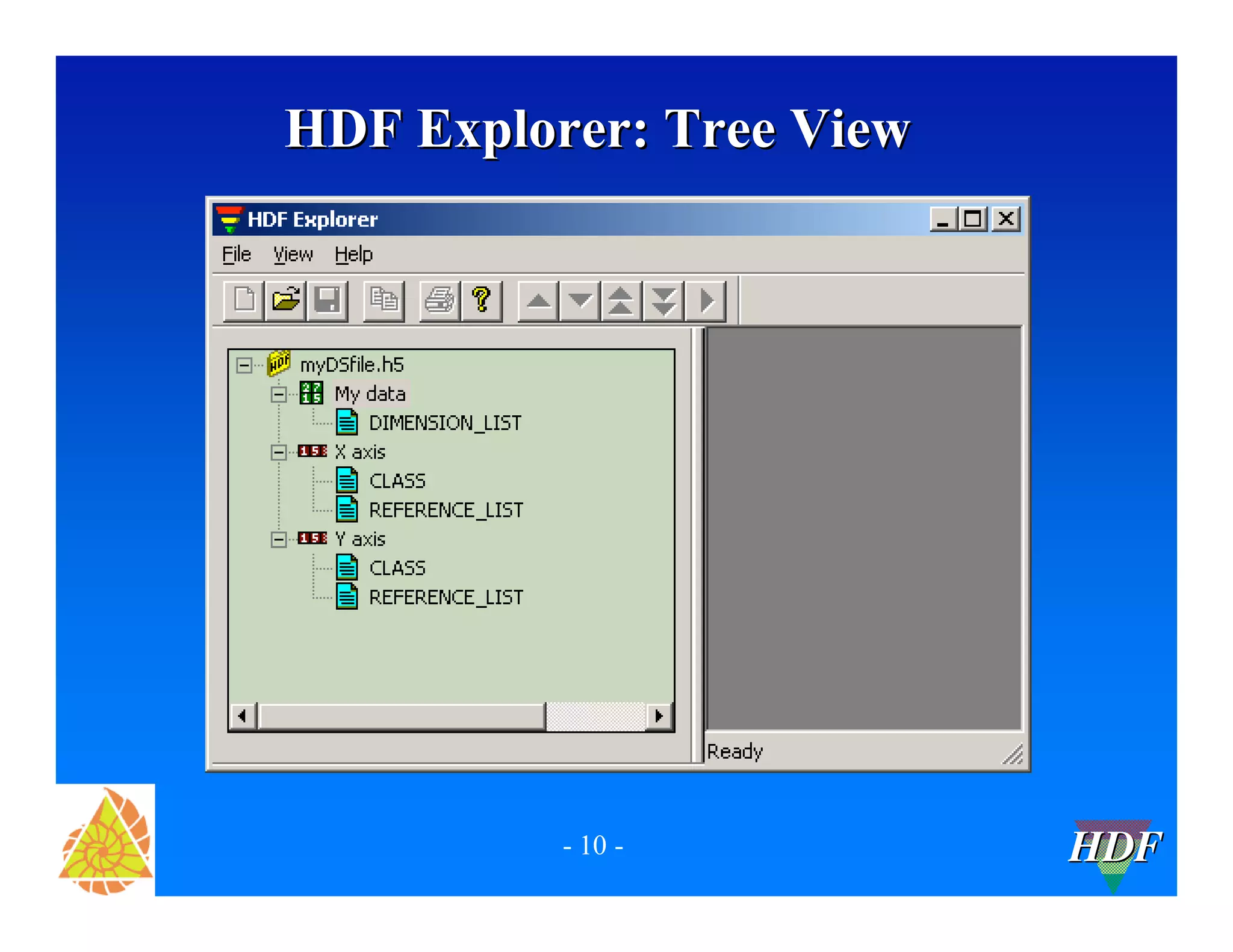 HDF Explorer: Tree View
- 10 -
HDF