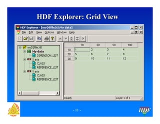 HDF Explorer: Grid View

- 11 -

HDF

 