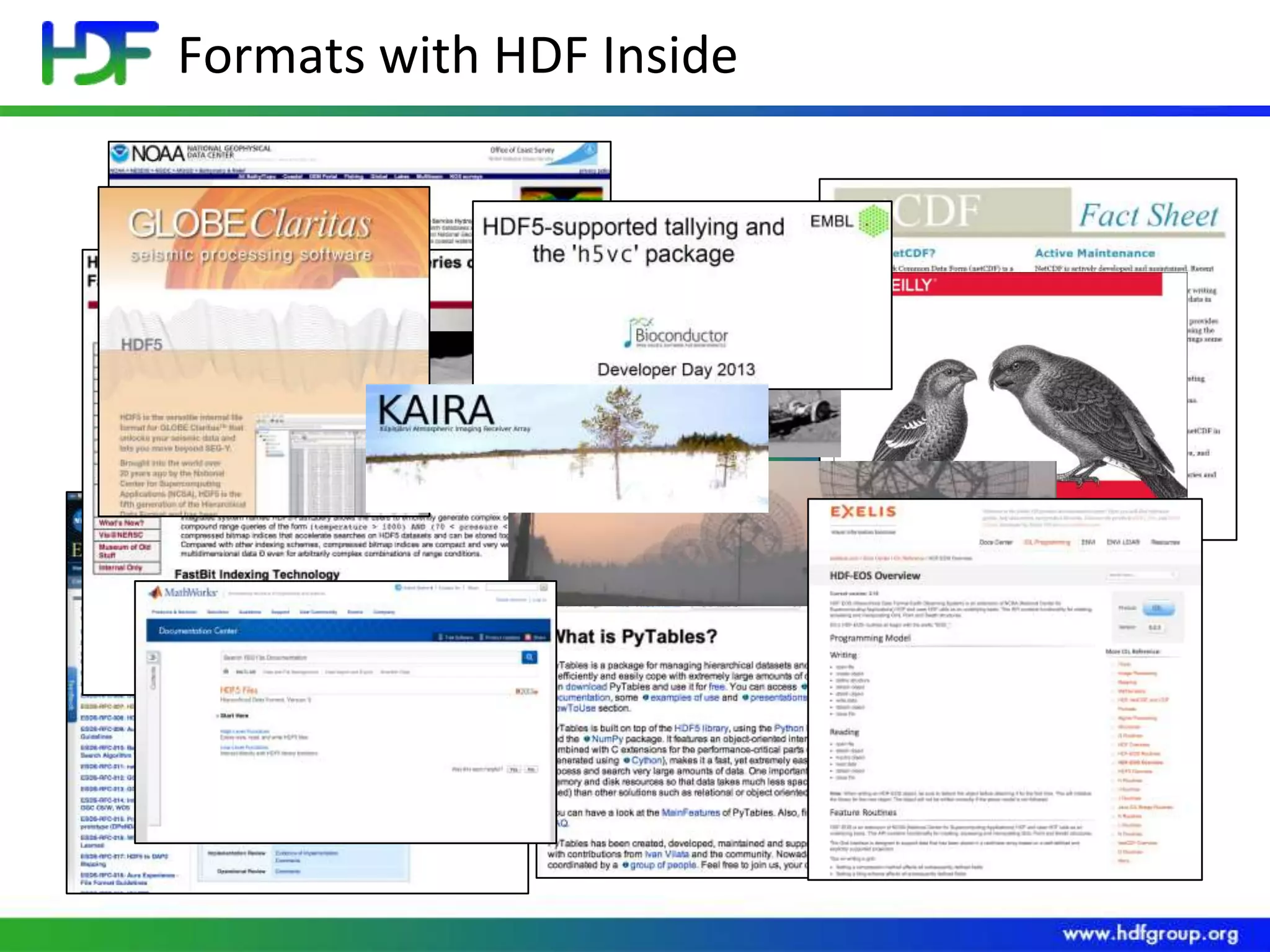 Formats with HDF Inside

HDF5

 