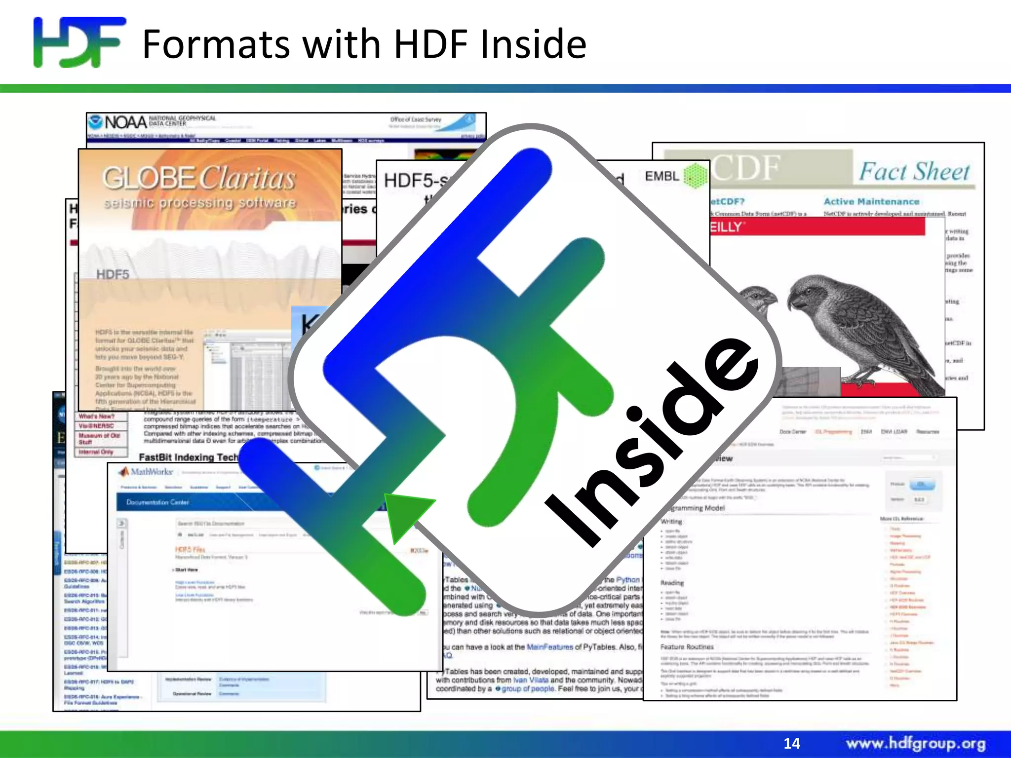 Formats with HDF Inside

HDF5
HDF5

14

 