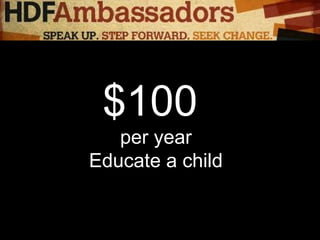 $100
per year
Educate a child
 