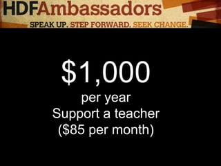 $1,000
per year
Support a teacher
($85 per month)
 