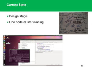 Current State
Design stage
One node cluster running
49
 