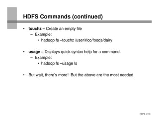 HDFS commands.pdf,hadoop commands for learing big data | PDF