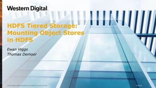 1
HDFS Tiered Storage:
Mounting Object Stores
in HDFS
Ewan Higgs
Thomas Demoor
4/28/2018©2018 Western Digital Corporation or its affiliates. All rights reserved.
 