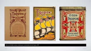 AVANÇARVOLTAR
Henri van de Velde, cartazes e rótulos para o concentrado alimentar Tropon, 1899
 