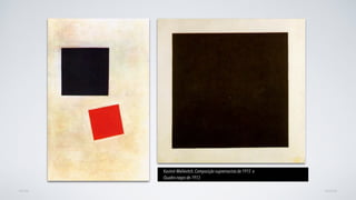 AVANÇARVOLTAR
Kasímir Maliévitch, Composição supremacista de 1915 e
Quadro negro de 1913
 