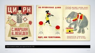 AVANÇARVOLTAR
Vladímir Vasiliévitch Libiediév, Capa e páginas do livro Tsirk, 1928
 